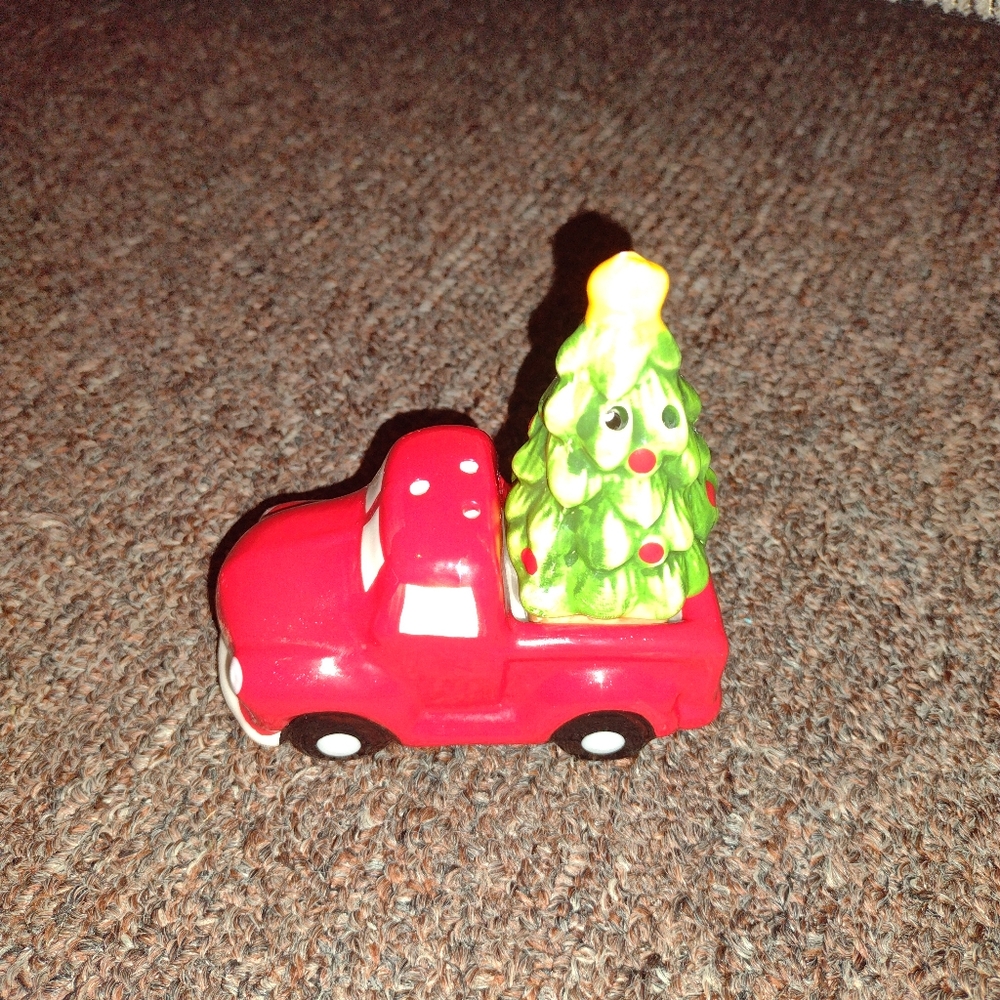 Red truck and Christmas tree salt and pepper shakers